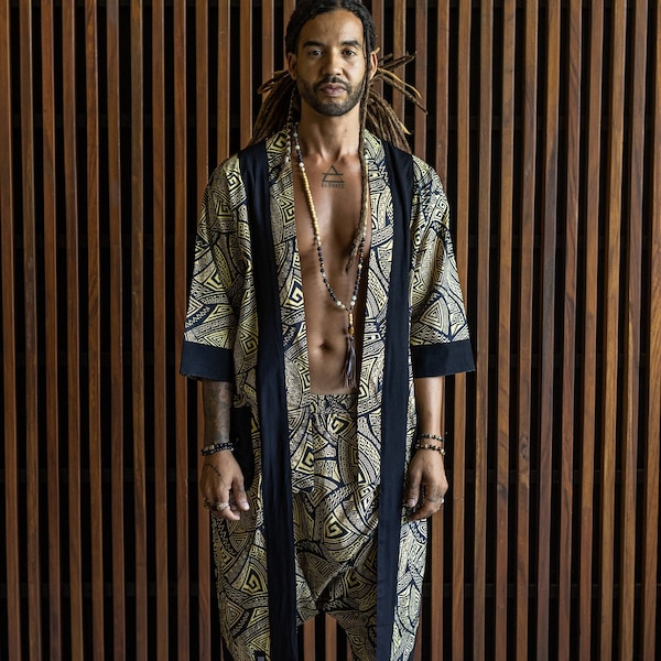 Tribal Kimono, Harem Pants Men, Festival Outfit Men, Burning Man Clothing Men /VALO Spirit/ Festival Clothing Men, Spiritual Clothing, Boho