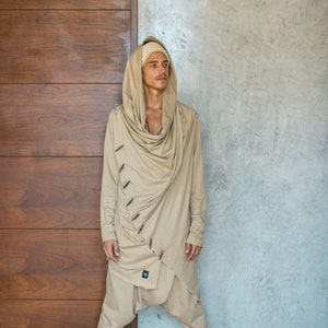 Burning Man Clothing Men, Shaman Clothing, Desert Robe, Mens Clothing, Jedi Robe, Dystopian Cardigan, Nomad Clothing, Shamanic Shipibo, DUNE