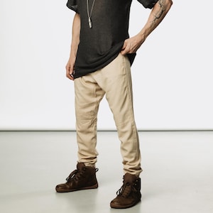 Urban Drop Crotch Linen Pants for Men - Stylish Streetwear Trousers for a Trendy Look | Lightweight & Comfortable