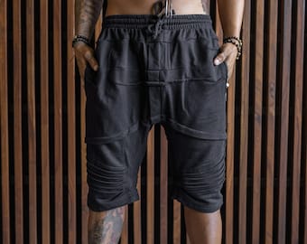 Summer Low Crotch Shorts, Drop Crotch Shorts, Boho Men Shorts /SAHARA Shorts/ Comfy Festival Pants, Burning Man Shorts, Mens Harem Shorts