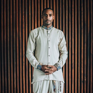 Kurta Shirt: Designer Linen Shirt for Men with Nehru Mandarin Collar, Stylish & Comfortable Ethnic Wear