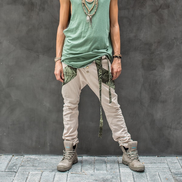 Slim leg Drop Crotch Pants, Drop Crotch Trousers, Burning Man Pants, Drop Jeans, , Burning Man Men, Harem Trousers, Festival Streetwear