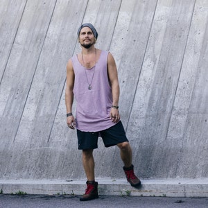 Mouwloos herenshirt voor yoga, trainingen en vrijetijdskleding - losse en oversized pasvorm