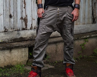 Cargohose Herren, Baggyhose, Hose mit tiefem Schritt, Hip Hop Hose, Herbst Herrenbekleidung, Baggy Cargohose, Burning Man, Segeltuchhose, Haremshose