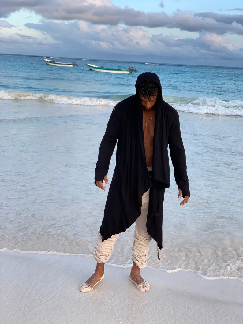 Long sleeve soft eco friendly bamboo multi-use hooded vest cardigan Jedi cloak unisex long sleeve cape designer hoodie burning man