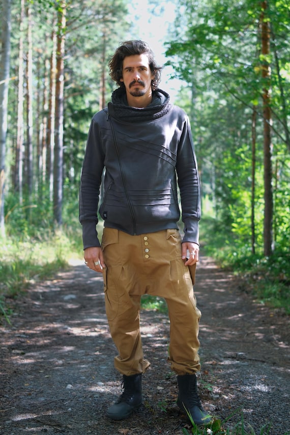 Drop Crotch Cotton Cargo Pants: Mens Harem Techwear - Etsy