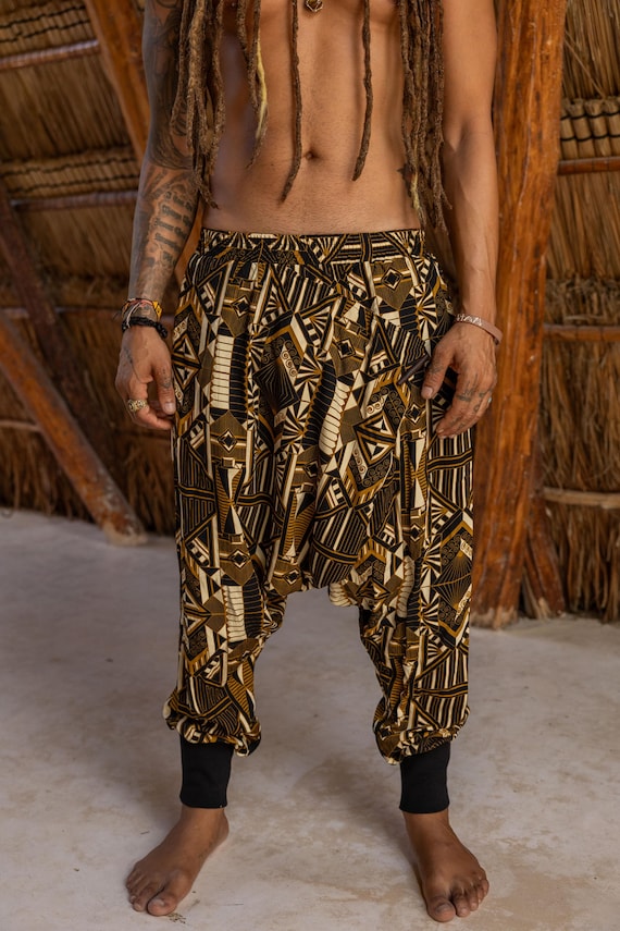 Men's Gold Harem Pants: Tencel Rave Festival Sarouel - Etsy