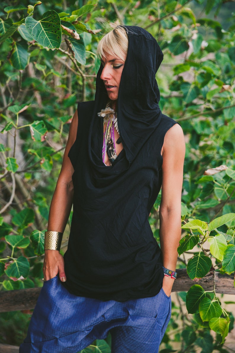 NOMAD BAMBOO Sleeveless Desert Hoodie, Bamboo Jedi Top, Bohemian Festival Clothing & Eco-Friendly Apparel image 10
