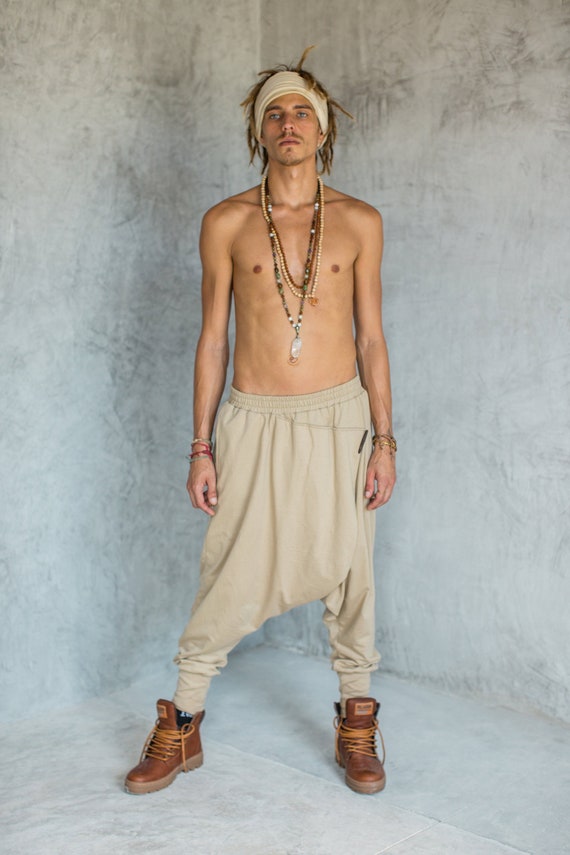 Pantaloni harem da uomo pantaloni del deserto pantaloni ninja pantaloni a cavallo basso pantaloni samurai abbigliamento Burning Man pantaloni larghi pantaloni harem da uomo Aladdin Etsy Italia