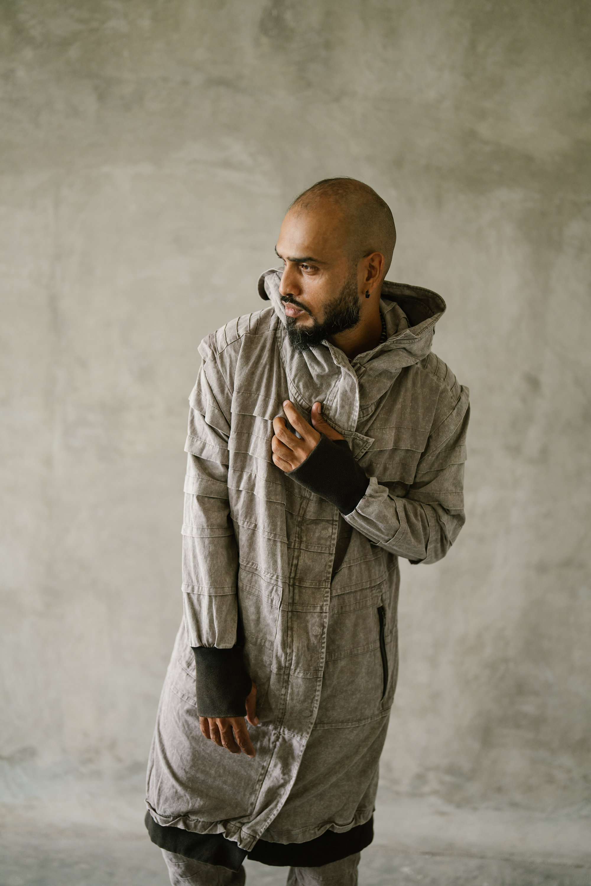 Cyberpunk Hooded Jacket, Futuristic Mens Wasteland Wear