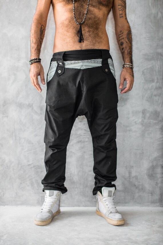 Black drop sales crotch pants mens