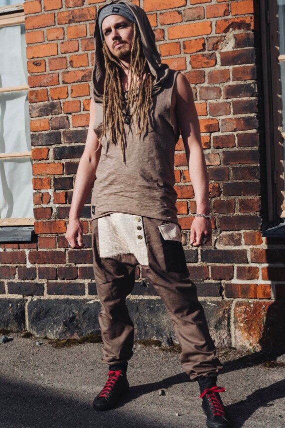 mens drop crotch harem pants