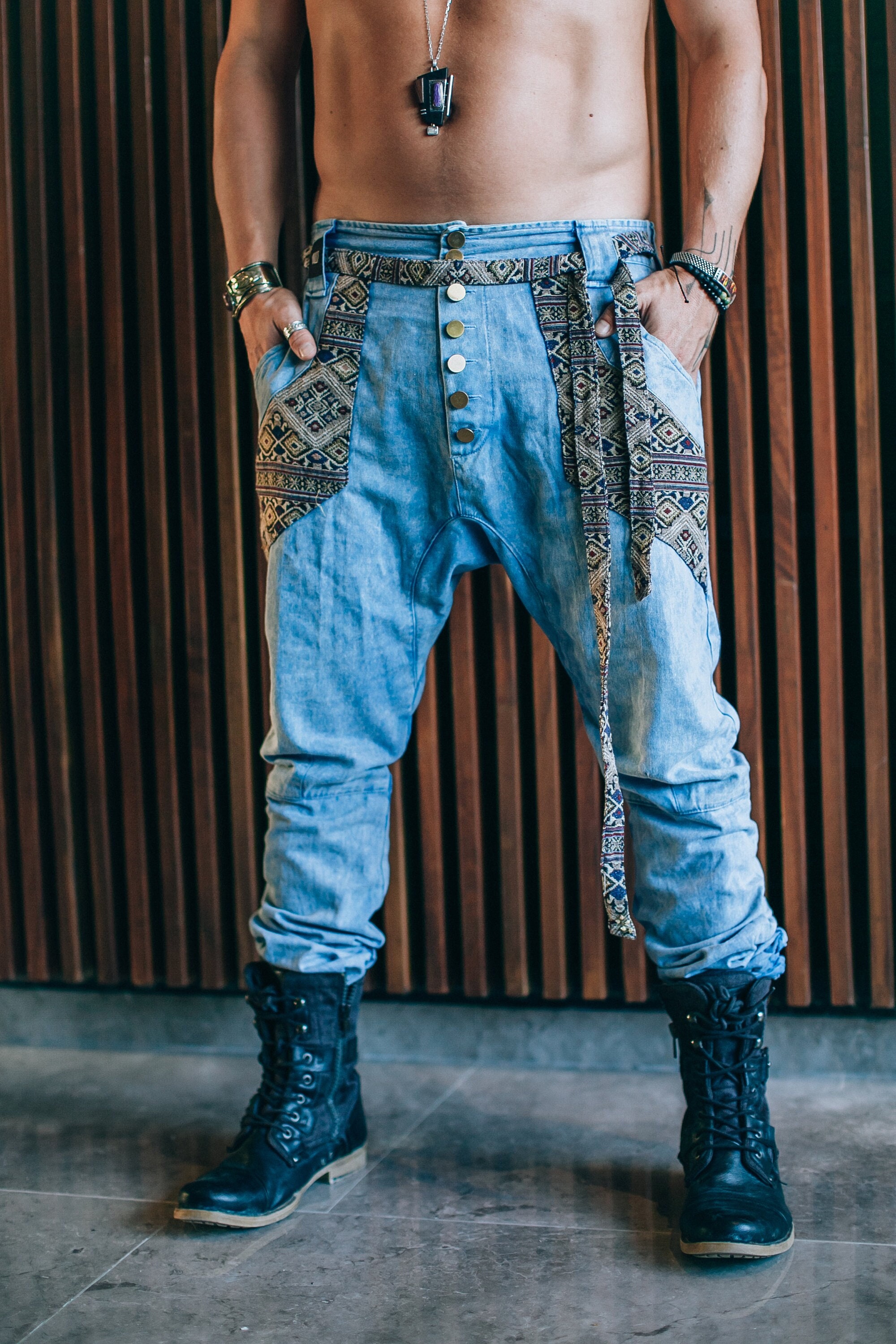 Men's Plus Size Harem Cargo Jeans