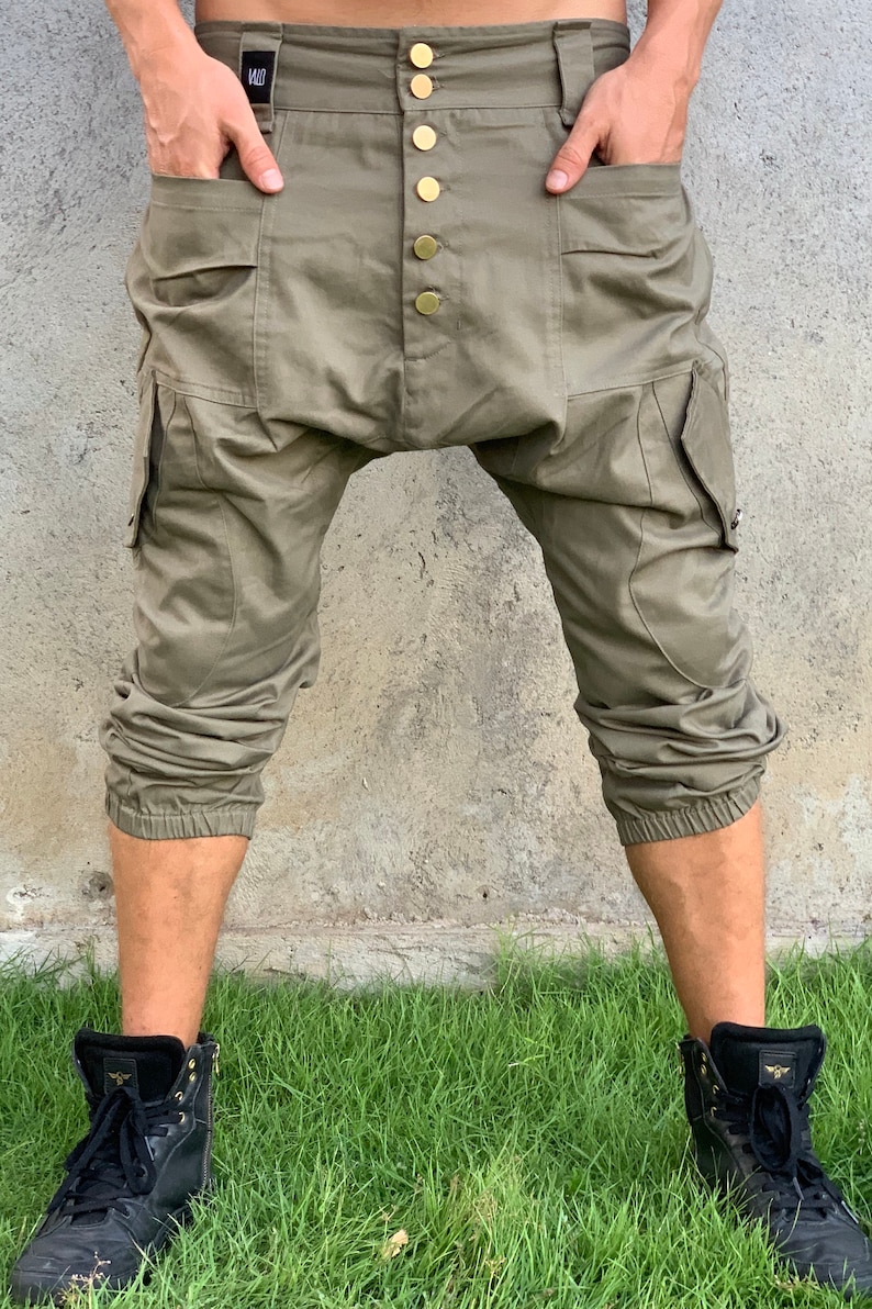 Cargo Haremshose Herren, Hose mit tiefem Schritt, Frühling Herrenbekleidung, Burning Man Kleidung Herren, Cargohose, Hose mit tiefem Schritt, Baggyhose,VALO Bild 4