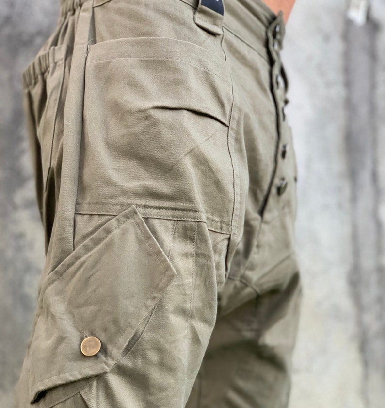 Cargo Harem Pants Men, Drop Crotch Pants, Spring Mens Clothing, Burning Man Clothing Men, Cargo Pants, Low Crotch Trousers, Baggy Pants,VALO image 3