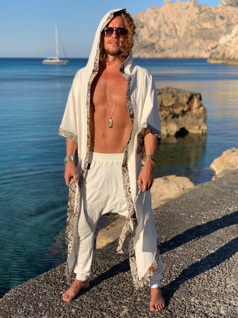 Stylish Men's Hooded Bamboo Robe for Festivals, Beach and Ceremonies Etsy