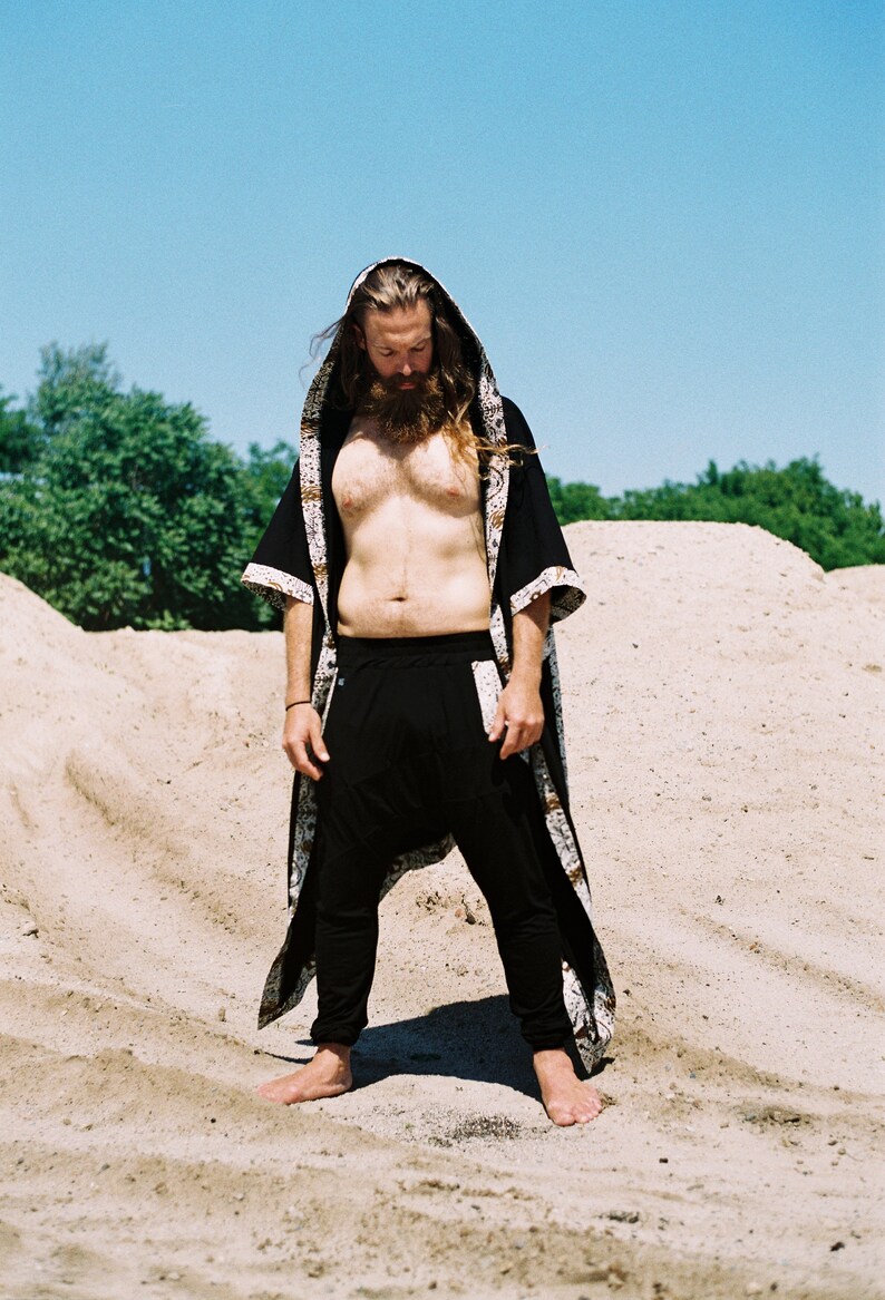 Stylish Men's Hooded Bamboo Robe for Festivals, Beach and Ceremonies Etsy