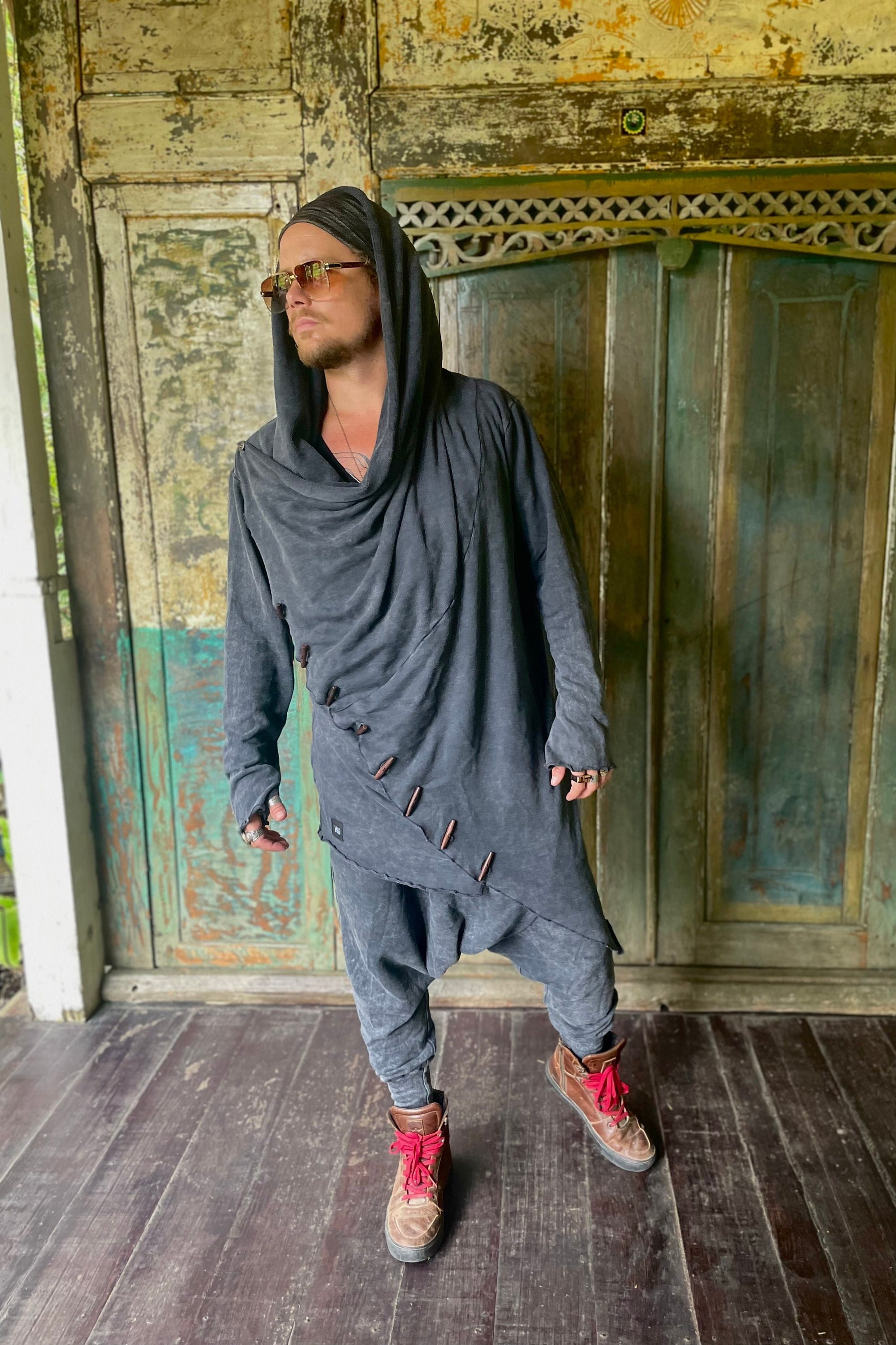 Grey Jedi Hoodie Dune Cloak Burning Man Outfit Warrior Outfit