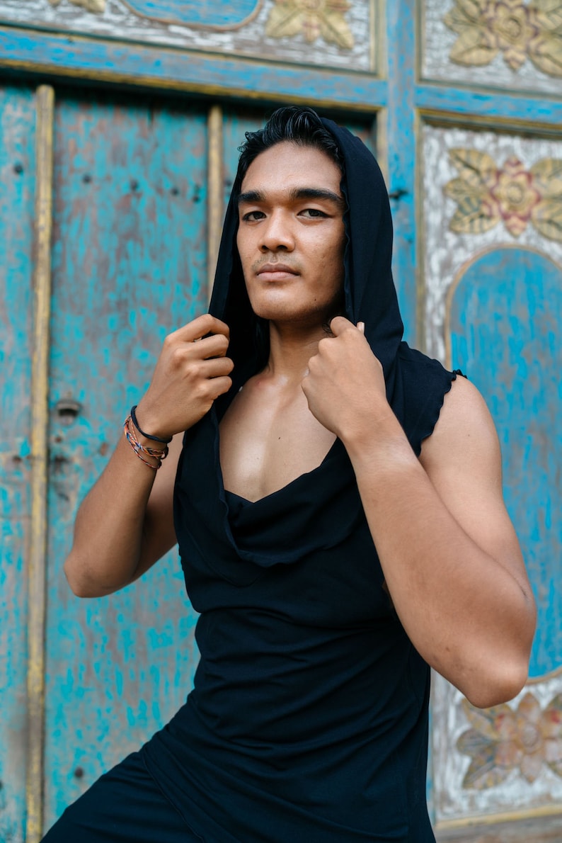 NOMAD BAMBOO Sleeveless Desert Hoodie, Bamboo Jedi Top, Bohemian Festival Clothing & Eco-Friendly Apparel image 2