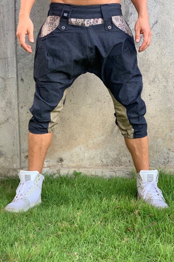 mens capri jean shorts