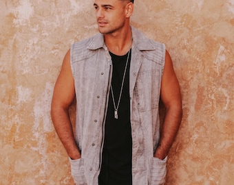 Stonewashed Cotton Tactical Vest for Cyberpunk Streetwear and Summer Alternative Outfits