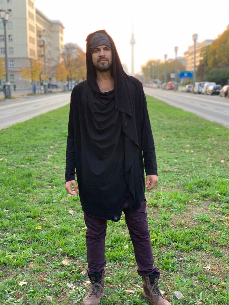 Long sleeve soft eco friendly bamboo multi-use hooded vest cardigan Jedi cloak unisex long sleeve cape designer hoodie burning man