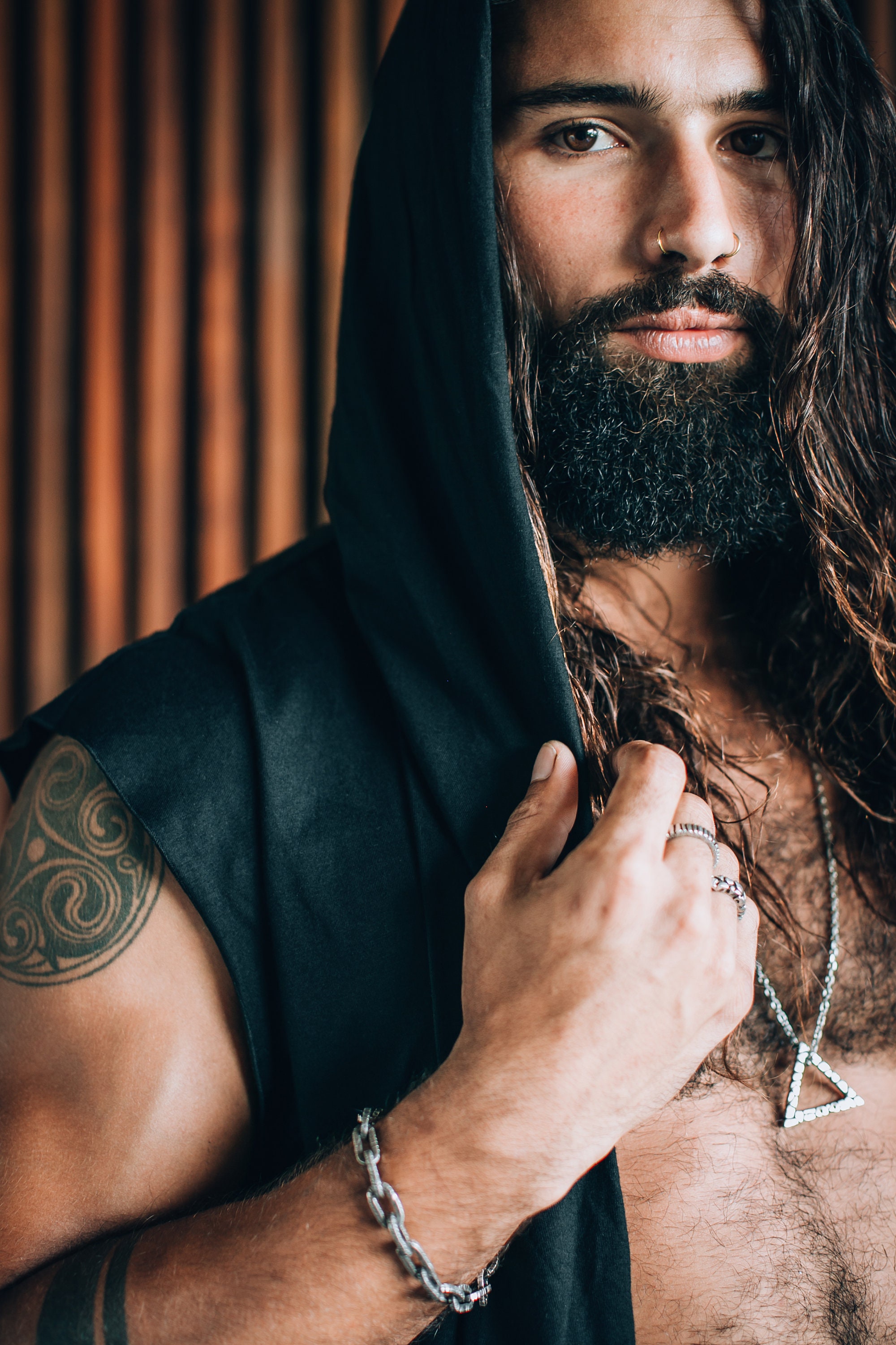Versatile Jedi Robe: Hooded Kimono Tunic for Men, Sleeveless Versatile Jedi Robe: Hooded Kimono Tunic for Men, Sleeveless