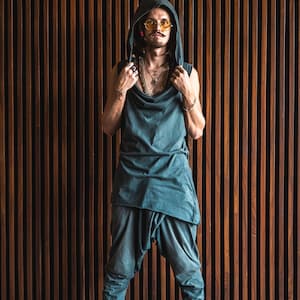 Burning Man Clothing Men, Festival Clothing Men, Rave Outfit Men / Sleeveless Hoodie / Festival Outfit Men, Boho Gypsy Clothing, Animalia image 4