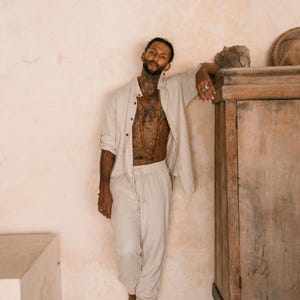 KOKO Pants Linen - Relaxed Oriental Boho Jogger Trousers / Festival pants / Bohemian Pants Men/ Summer Pants / Burner Style / Tulum Style