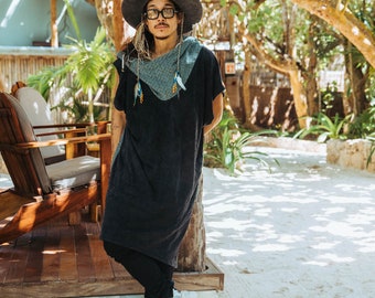 Hooded Terry Cotton Poncho Robe: Mens Surf Towel, Zen Style