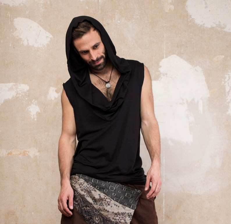 NOMAD BAMBOO Sleeveless Desert Hoodie, Bamboo Jedi Top, Bohemian Festival Clothing & Eco-Friendly Apparel image 3