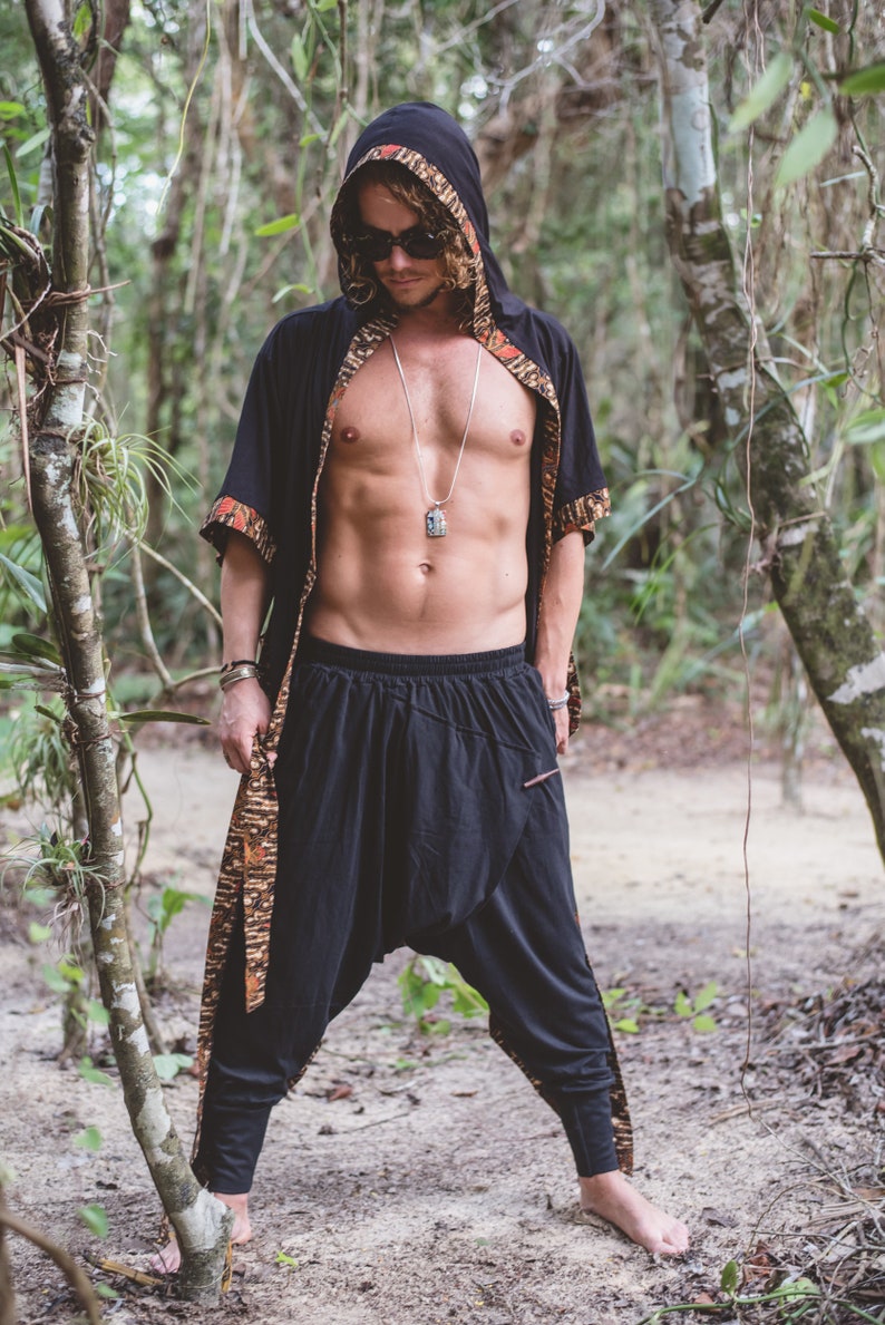 Harem Pants Men, Ninja Pants, Samurai Pants, Mens Drop Crotch Pants, Burning Man Clothing Men, Yoga Pants, Extravagant Pants, Goa, Gift men Black