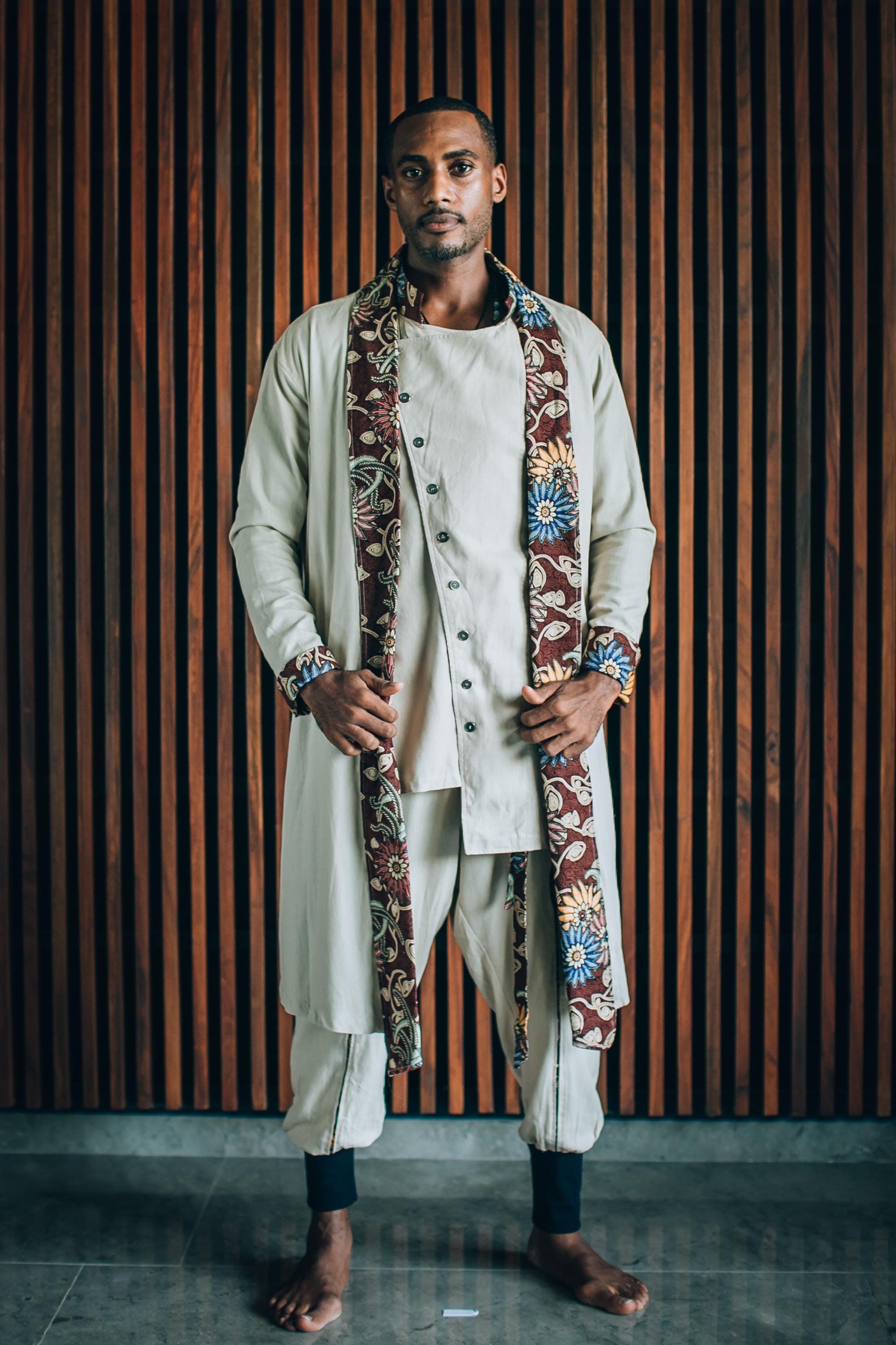 Japanese Style Linen Kimono Jacket, Festival Clothing, Mens