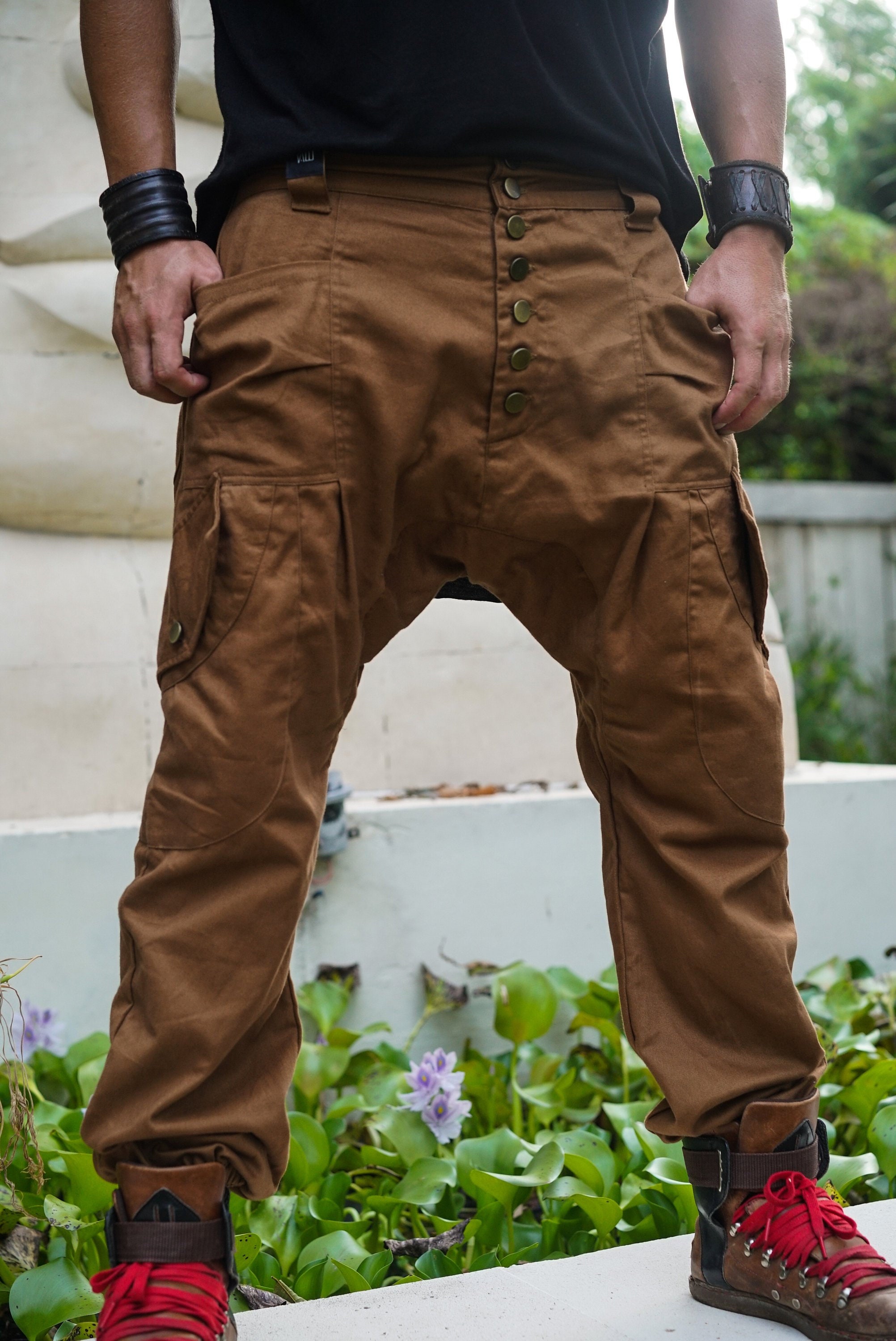 Stylish Men's Drop Crotch Cargo Trousers for Spring & City