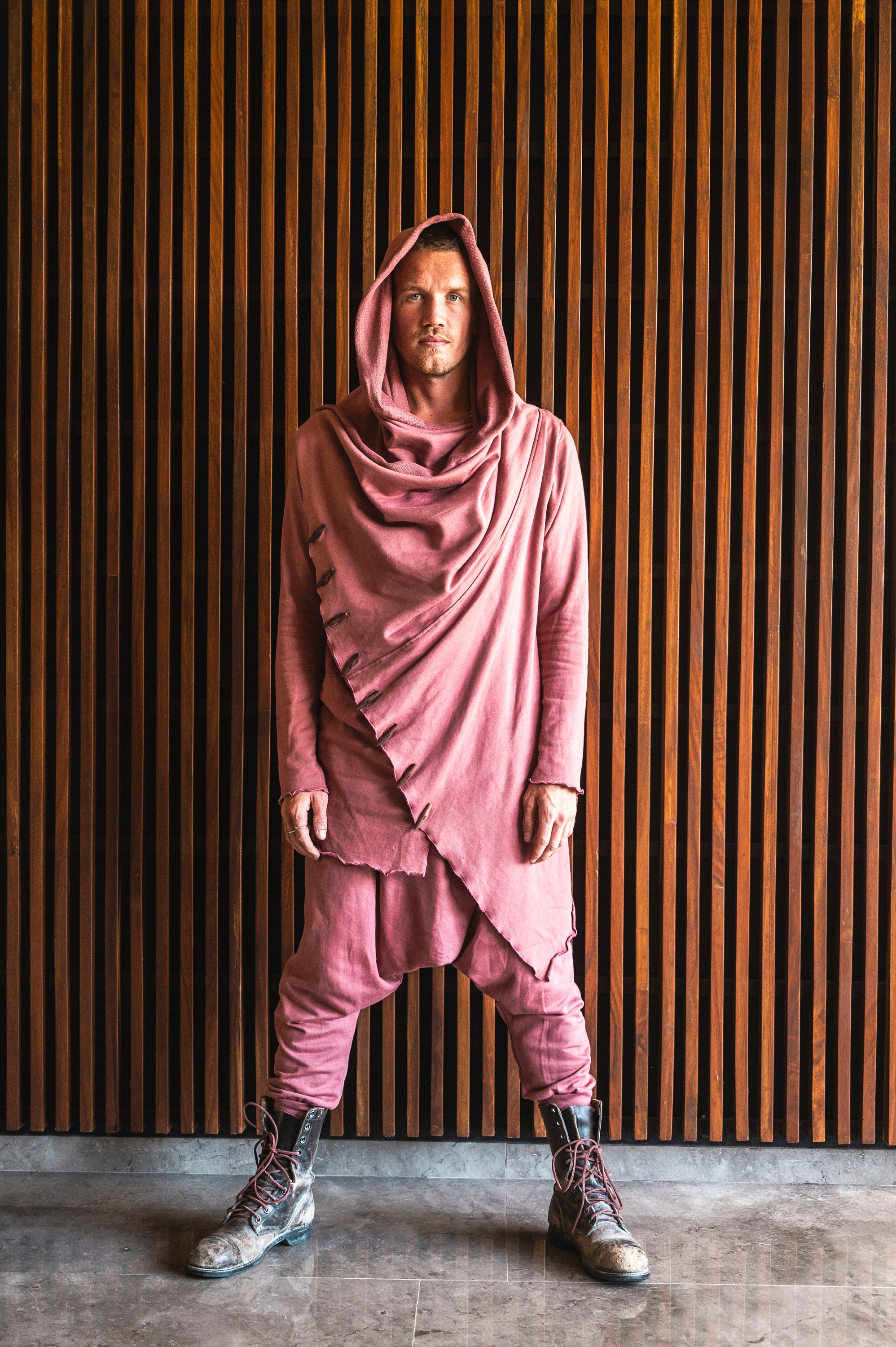 Samurai Style Red Harem Pants Men, Baggy Sweat Pants
