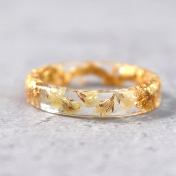 Pressed Flower Clear Rings With Flowers Inside Floral Resin Ring