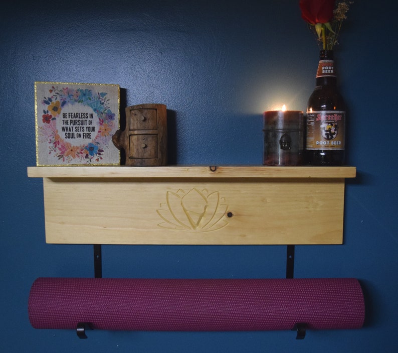 Personalized Yoga Mat Holder Wall Mount Shelf for Gym Mat Etsy