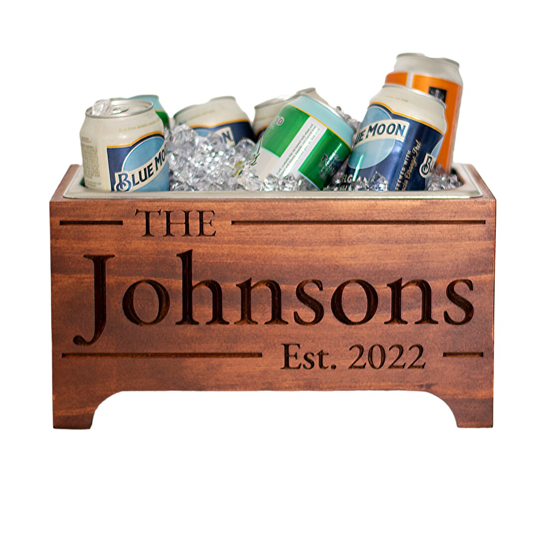 Personalized Wooden Wine Trough, Engraved Beverage Cooler, Wine Chiller