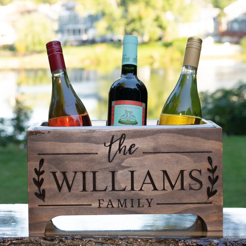 Wedding Gift Personalized Wine Chiller Rustic Wine Holder Etsy UK
