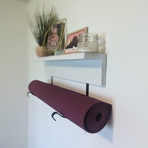 Classy Wood Foam Roller & Yoga Mat Storage Rack. Easy Wall Mount