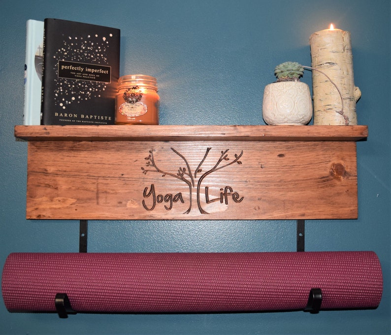 Personalized Yoga Mat Holder Wall Mount Shelf for Gym Mat Etsy
