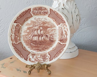 Fair Winds The Friendship of Salem Alfred Meakin Transferware Plate • Big Ships • Patriotic Decorative Plate • Staffordshire England