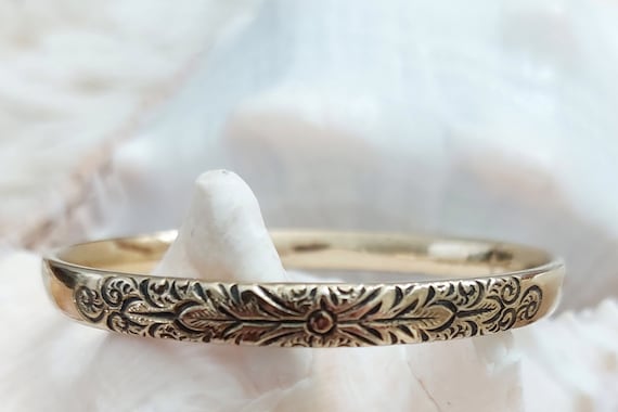 Vintage Whiting & Davis Bangle Bracelet Embossed … - image 2