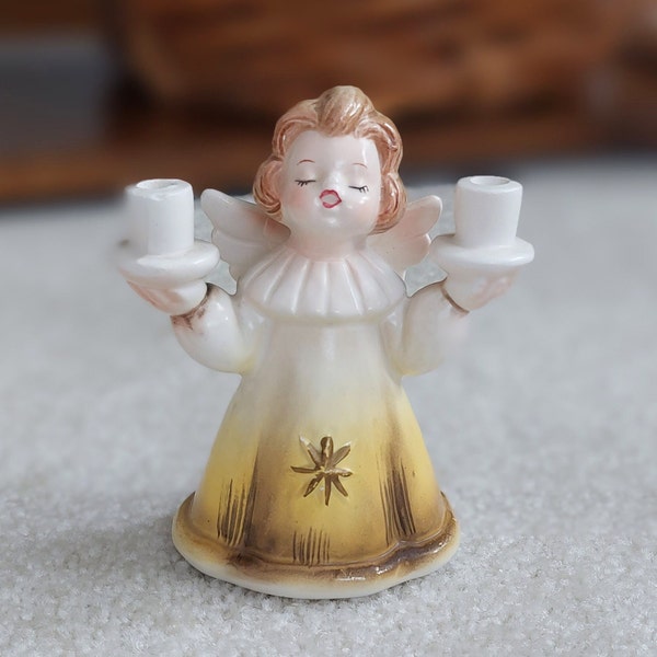 Vintage Inarco Christmas Angel Candleholder • E-1691 • Christmas Decor • Kitsch • Vintage Angel Candlestick