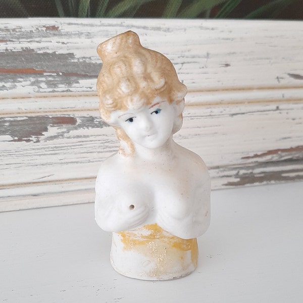 Vintage Bisque Naughty Squirter • Japan • Risque Nude Topless • Victorian • Vintage Figurine • Bisque Miniature