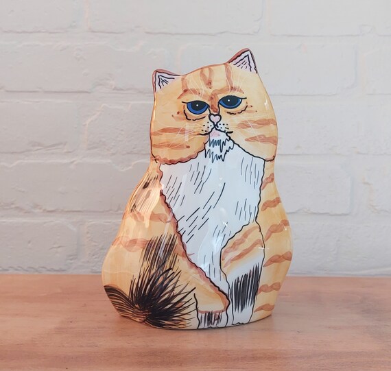 Orange Tiger Tabby Cat Vase Indoor Vase Cat Vase Etsy