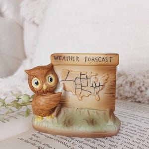 Vintage 1977 Enesco Wetter Eule • Eulen Figur • E- 9245 • Enesco Eule • Porzellan Figur • Enesco Eule Wetter
