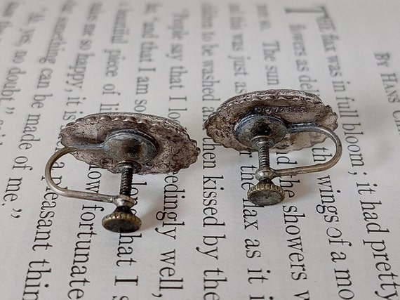 Vintage Silver and Turquoise Screw Back Earrings … - image 4