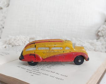 Vintage 1930s Sun Rubber Streamline Bus Toy - Hard Rubber Car