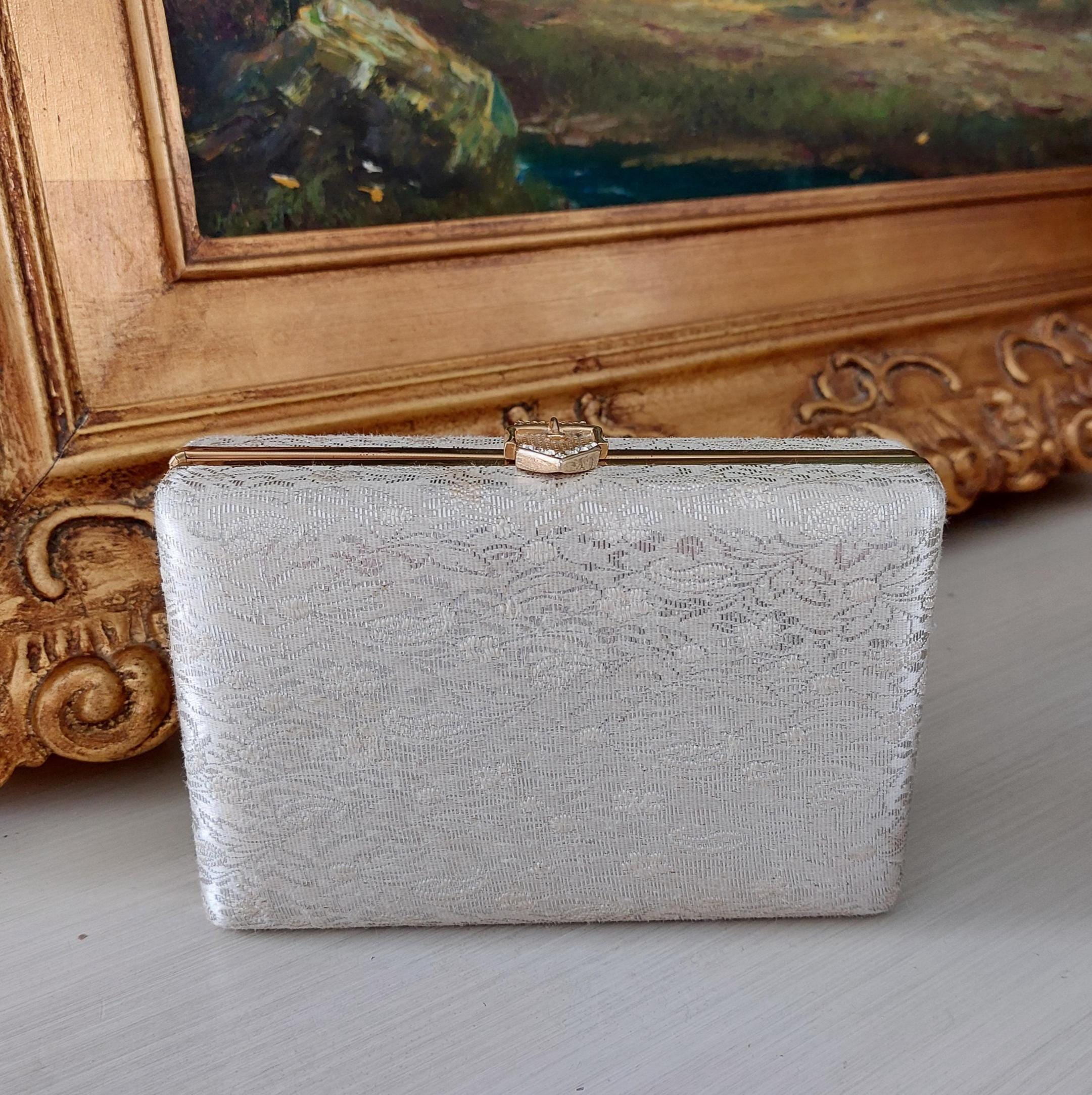 アンティーク　ヴィンテージ　Volupte 花柄クラッチバッグ　USA Mid Century Voluptè Floral Brocade Formal Evening Clutch With